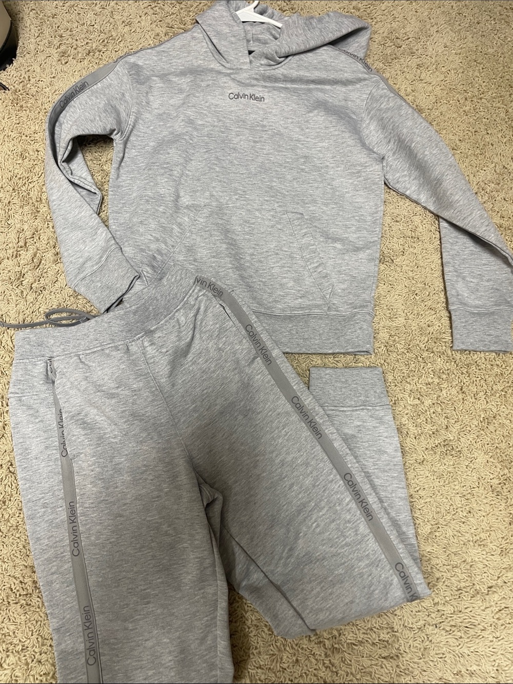 Calvin Klein Light Gray Logo Hoodie & Joggers Set